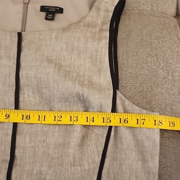10P Ann Taylor geometric print linen blend sheath dress multi-color gray+black - Picture 10 of 13